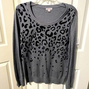 Gray Animal Print Sweater, XL